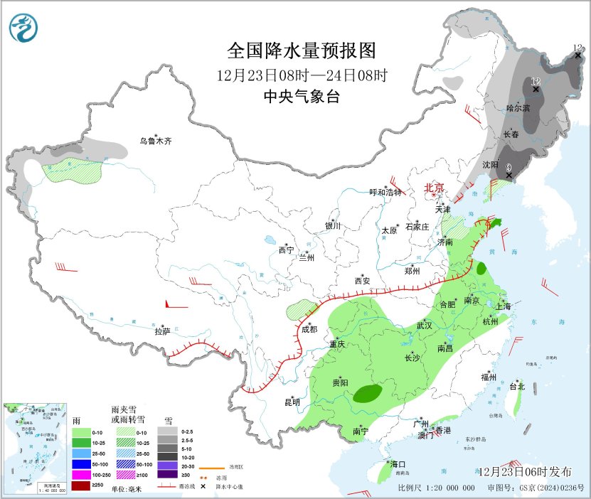 冷空气继续影响我国 中东部有较大范围弱雨雪天气