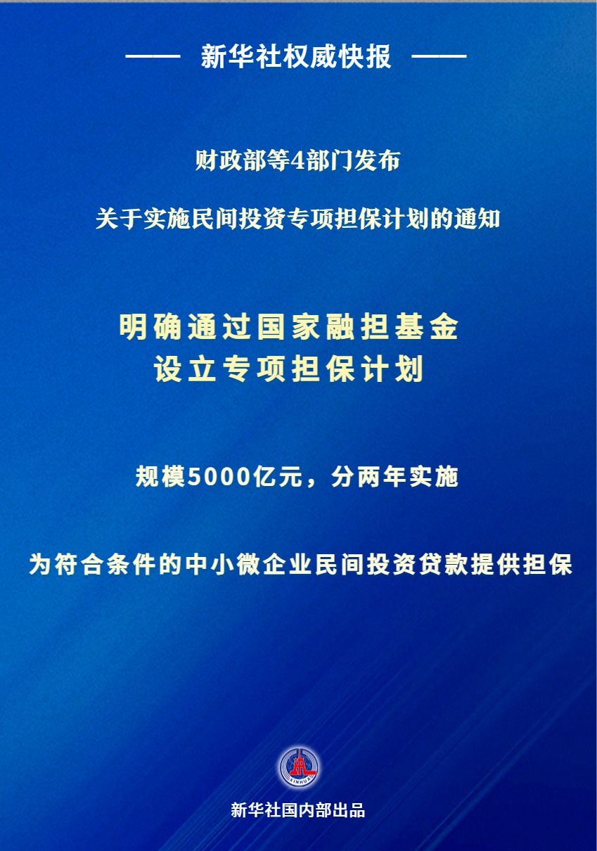 规模5000亿元！民间投资专项担保计划出台