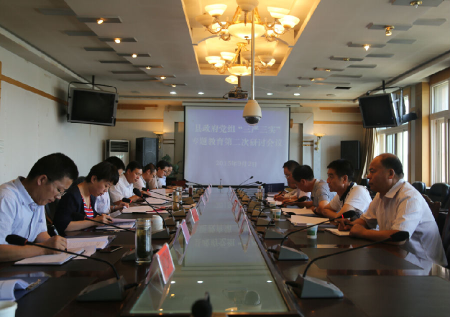 张龙杰主持召开县政府党组“三严三实”专题教育第二次学习研讨会